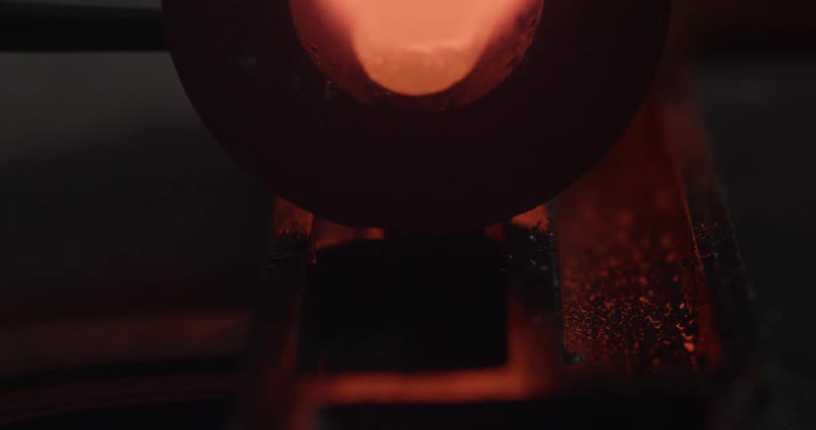 Molten lava being poured