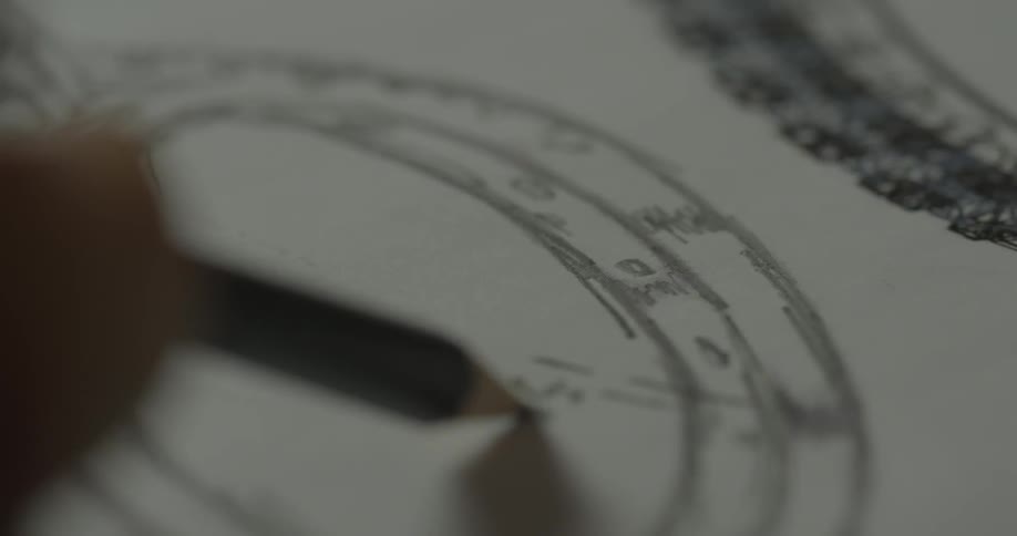 A person sketches with a pencil on a piece of paper