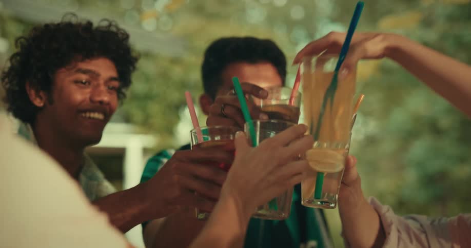 A group of friends having a cheers