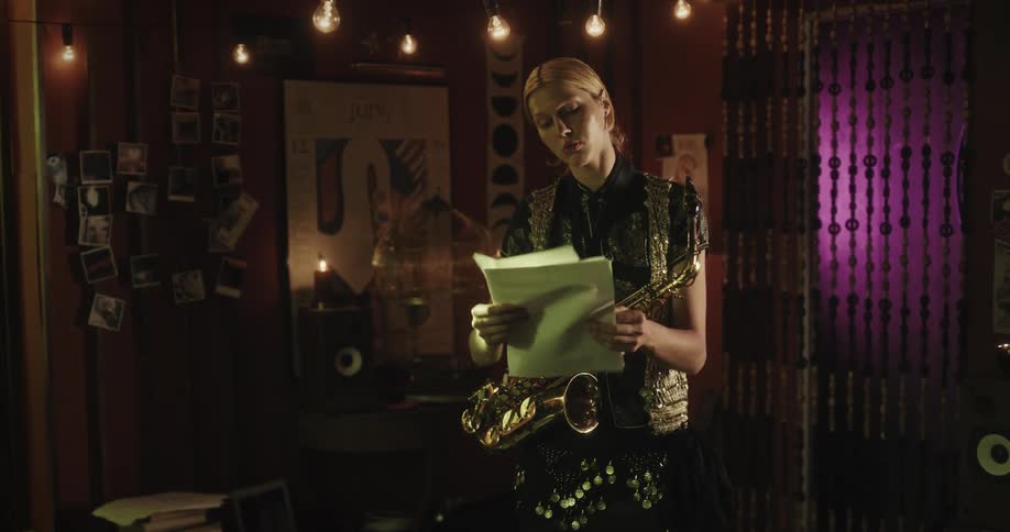 Inspired musician playing the saxophone