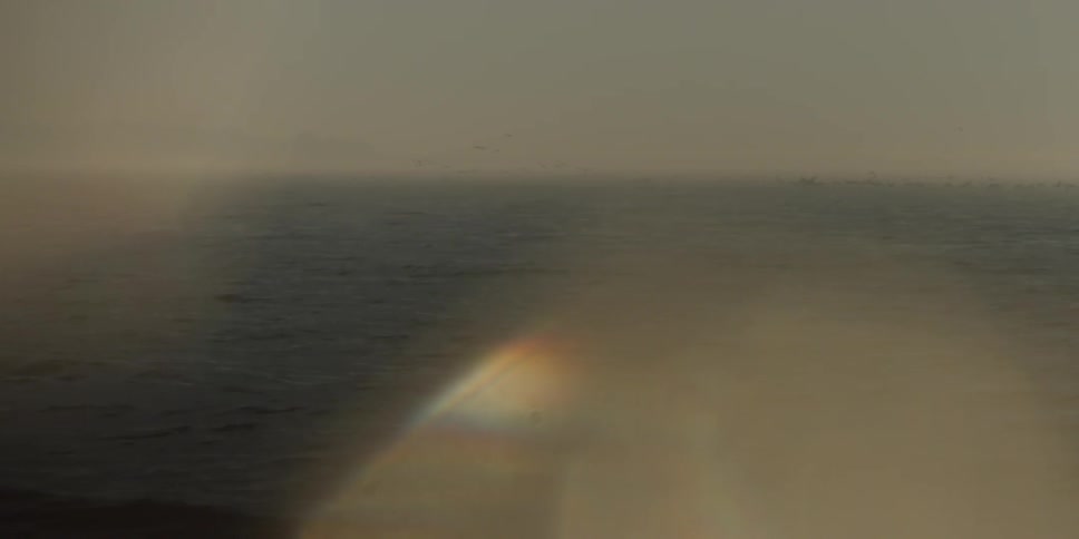 Hazy view of ocean horizon