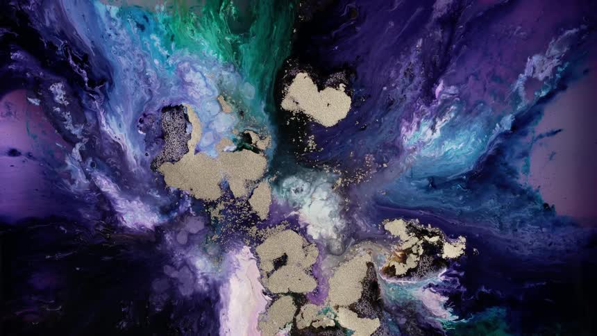 Fluid art with bright colorful liquids with soft waves