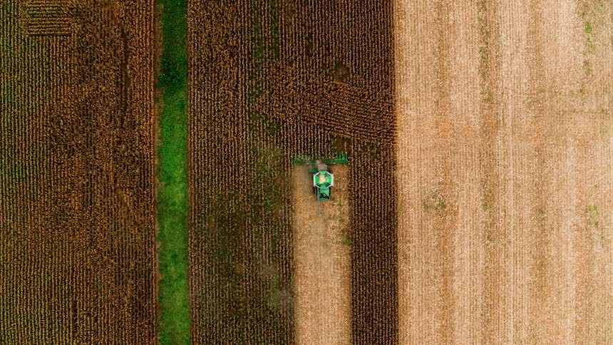 Graphic view of large scale farming operation with high contrast farmland