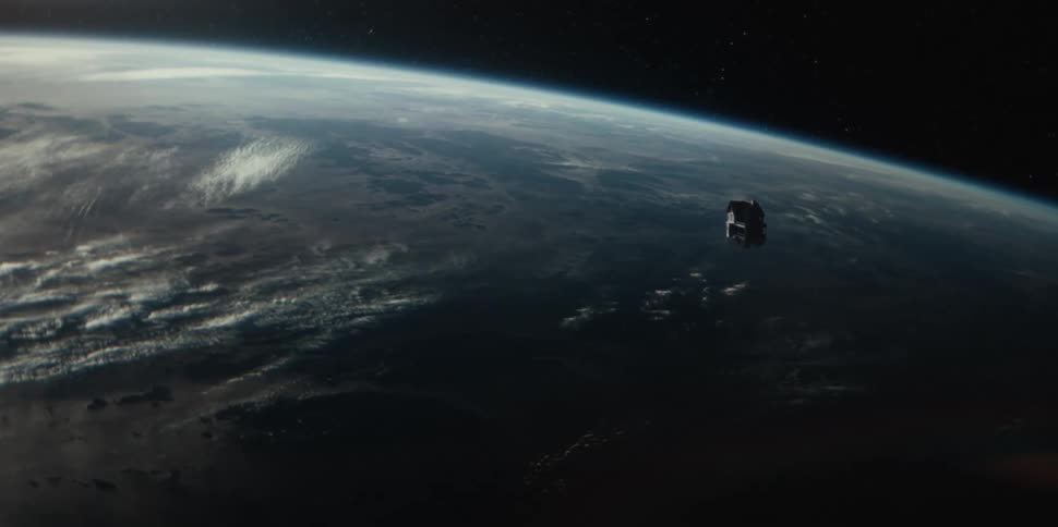 A single house is floating in space over the earth