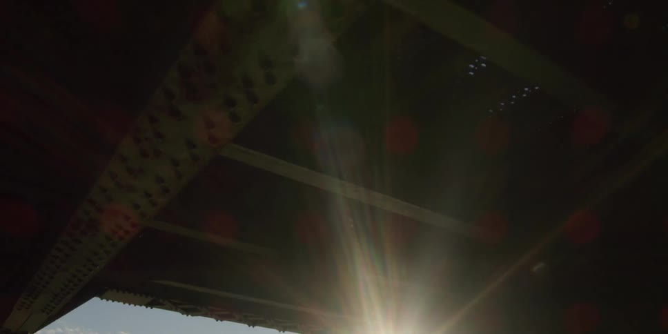 Metal grates of a bridge from underneath
