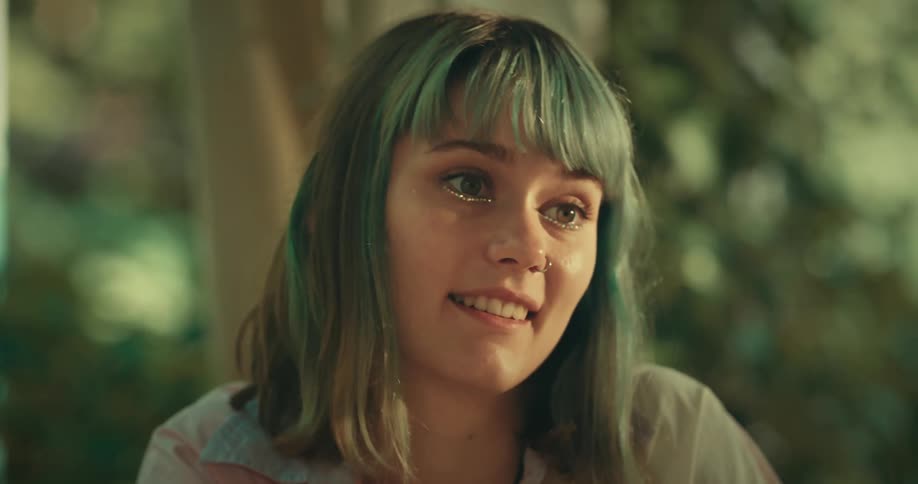 Portrait of a young woman talking and smiling