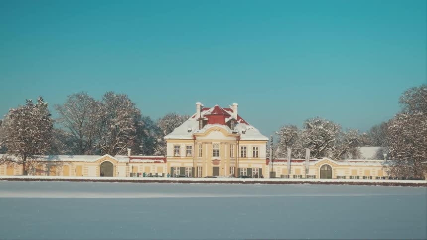 A clip of a building covered in snow