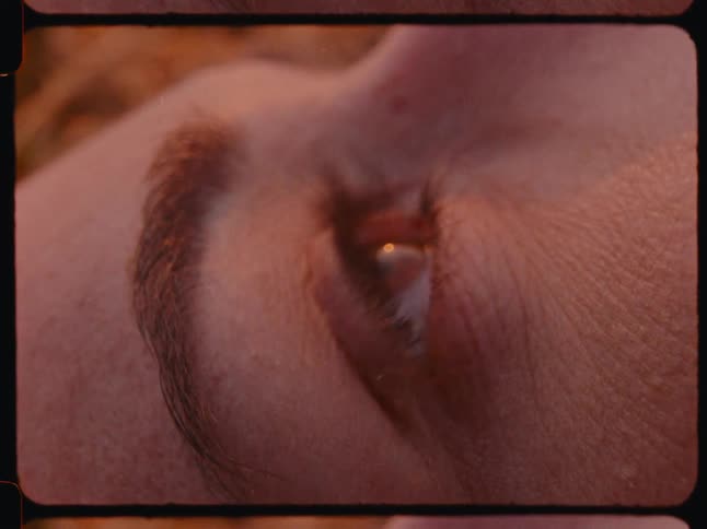 Extreme closeup of a womans eye closing