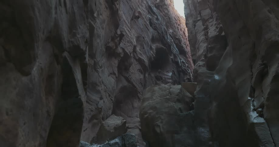 A waterfall inside a cave