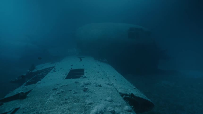 A shipwreck at the bottom of the ocean