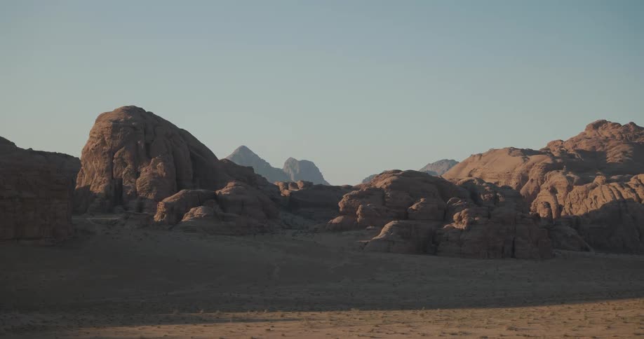 Series of rocks in the desert on a sunny day