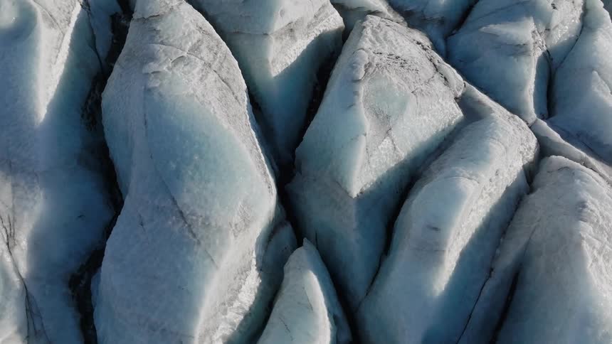Aerial of polar ice caps in the arctic during a sunny day