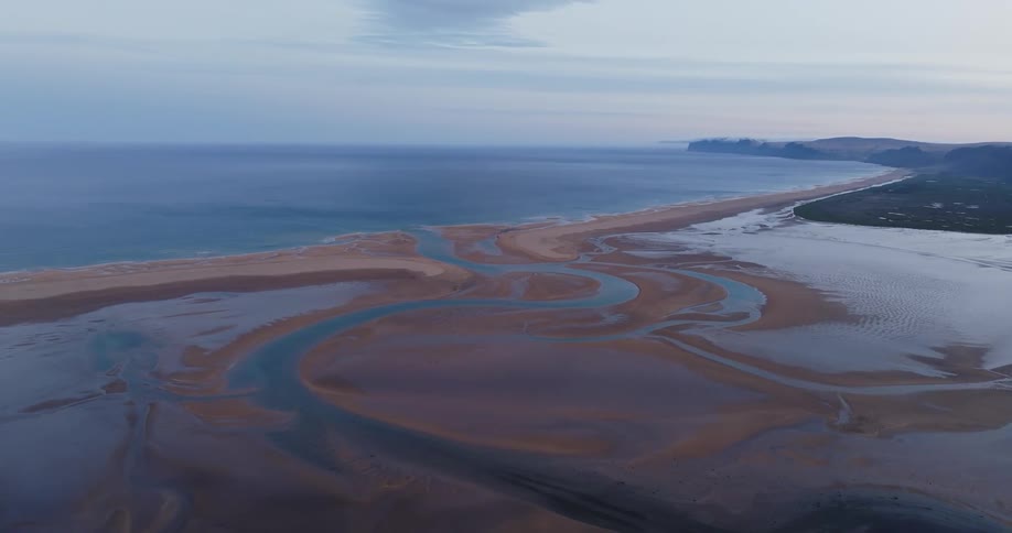 Aerial panorama of the sea mixed with sand