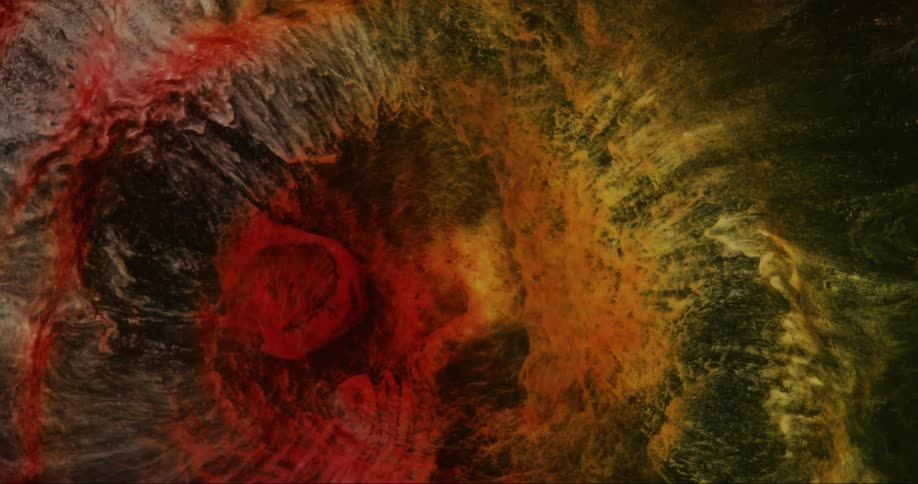 Extreme closeup of an abstract fluid boiling
