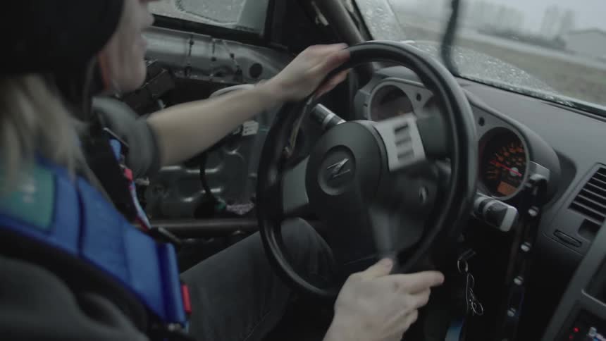 A clip of a lady driving