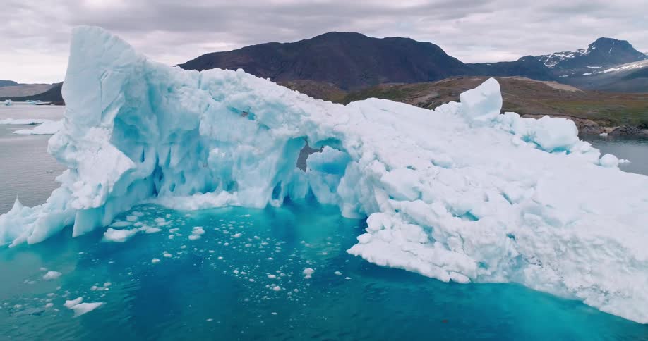 Aerial view of a melting iceberg