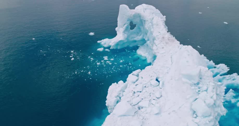 Melting ice floats off the arctic coast