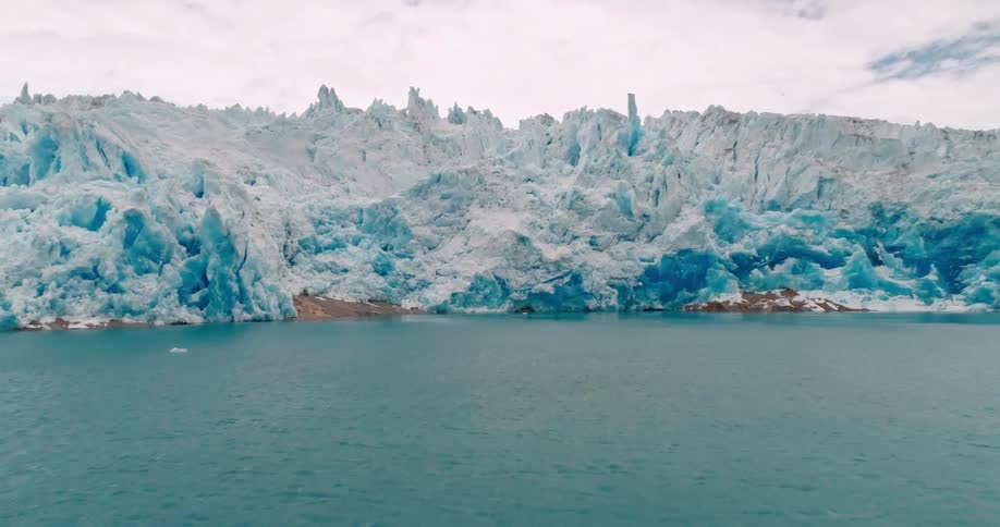 Aerial view of a glacier in the arctic coastline