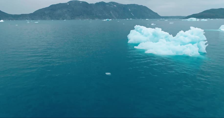 Icebergs melting in the ocean