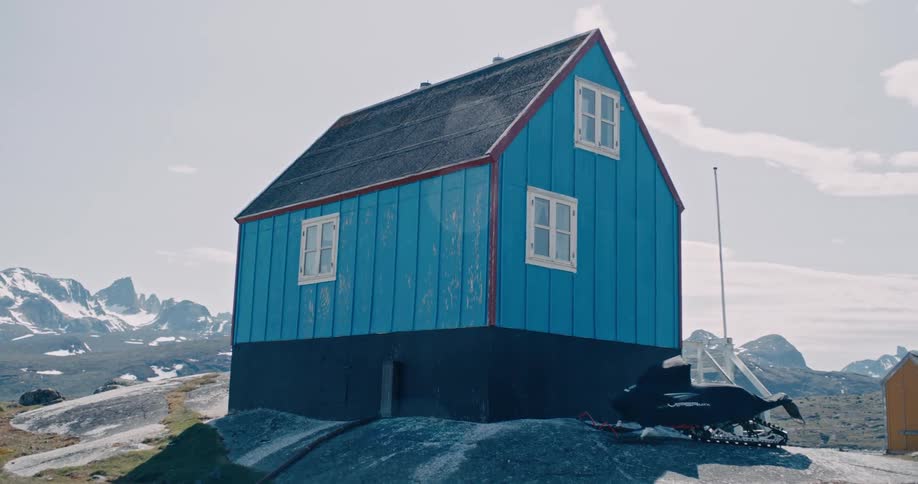 A typical blue house in Greenland
