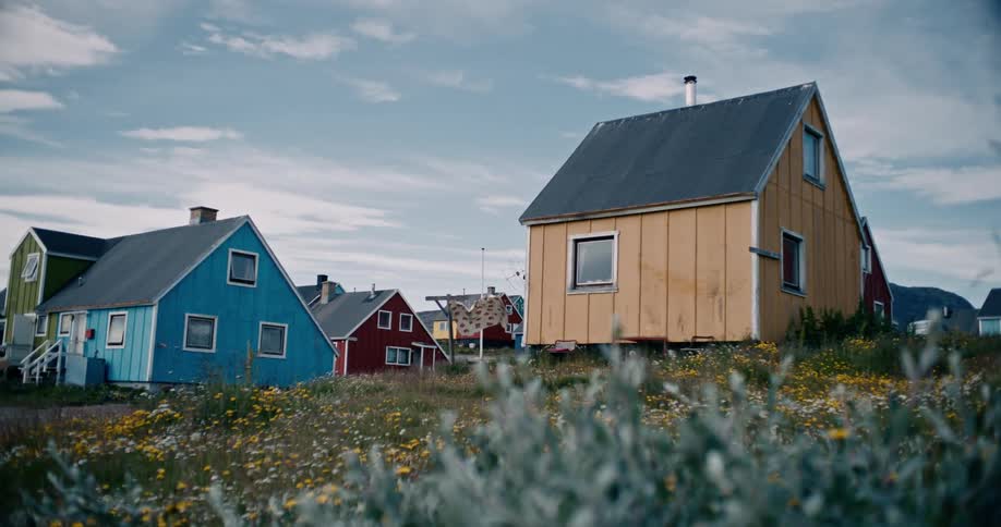 Colorful cabins in a small town