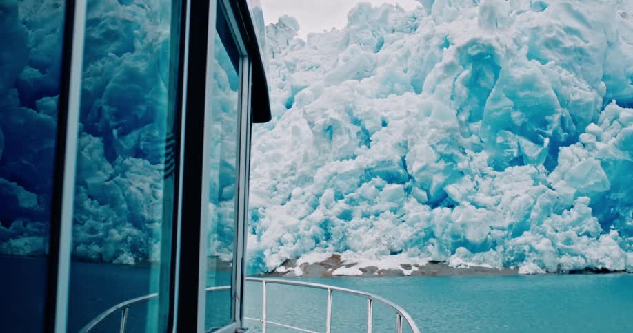 Arctic ice wall seen from boat deck