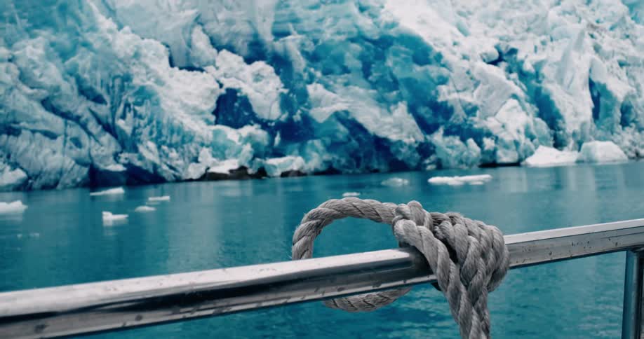 Ice cap and ice mountains in the arctic sea during cold day
