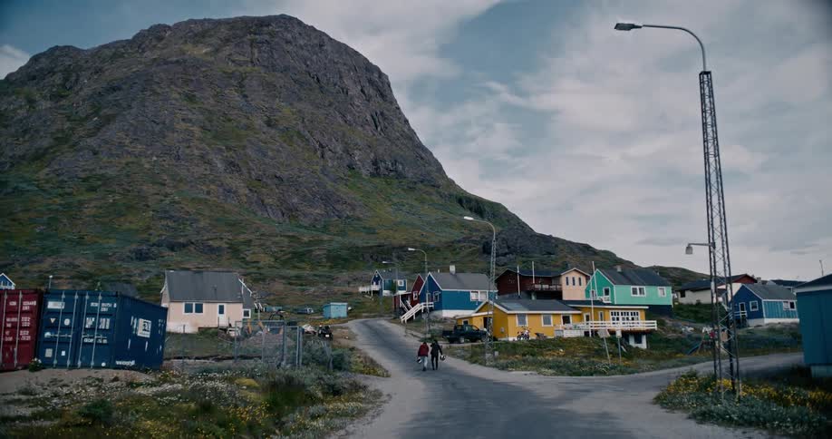 People walking in a small village in Greenland