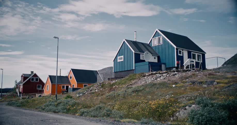 Houses in a village in Greenland
