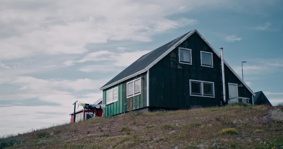 Clothes are hanging outside a home in Greenland
