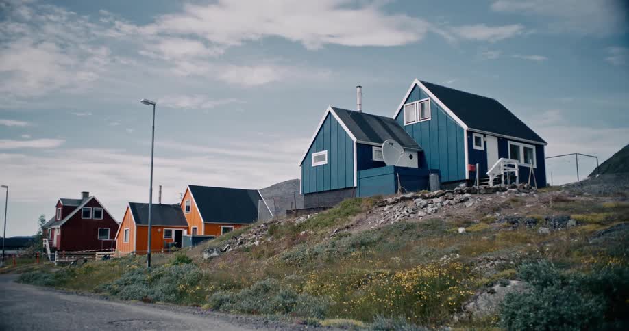 A clip of small houses in a rural community