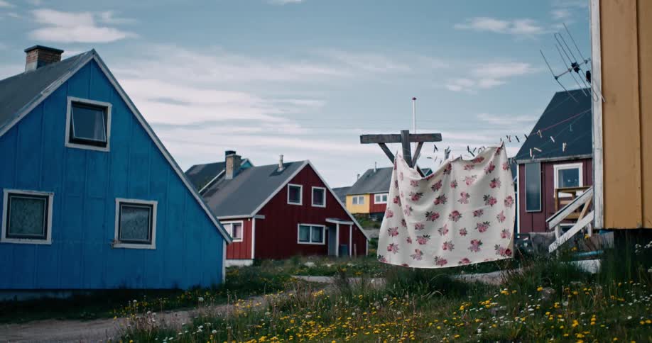 View of a village with colorful houses