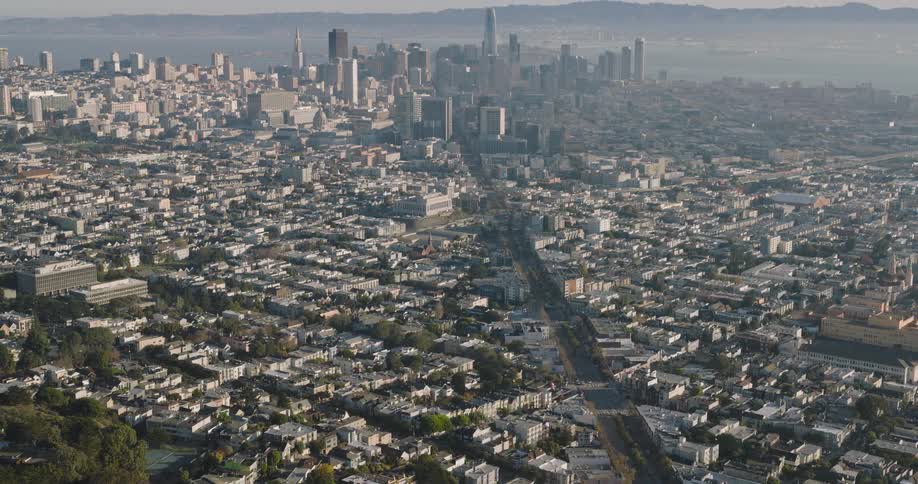 Aerial view of a large avenue in san francisco