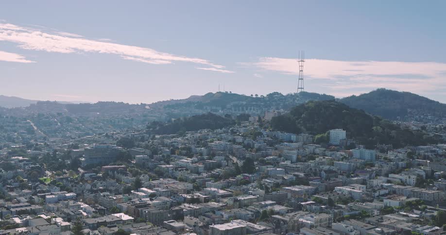 Aerial view of the neighborhoods on the hills of san francisco