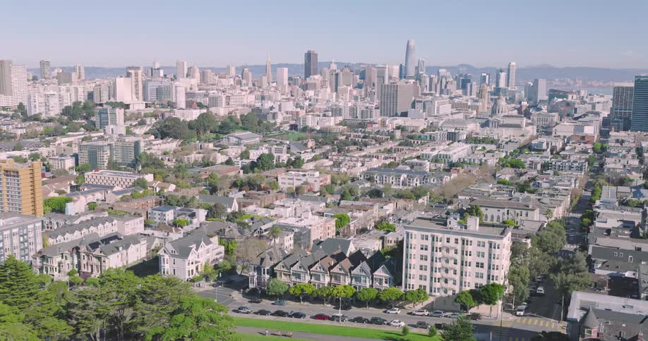 Downtown city during the summer season at midday