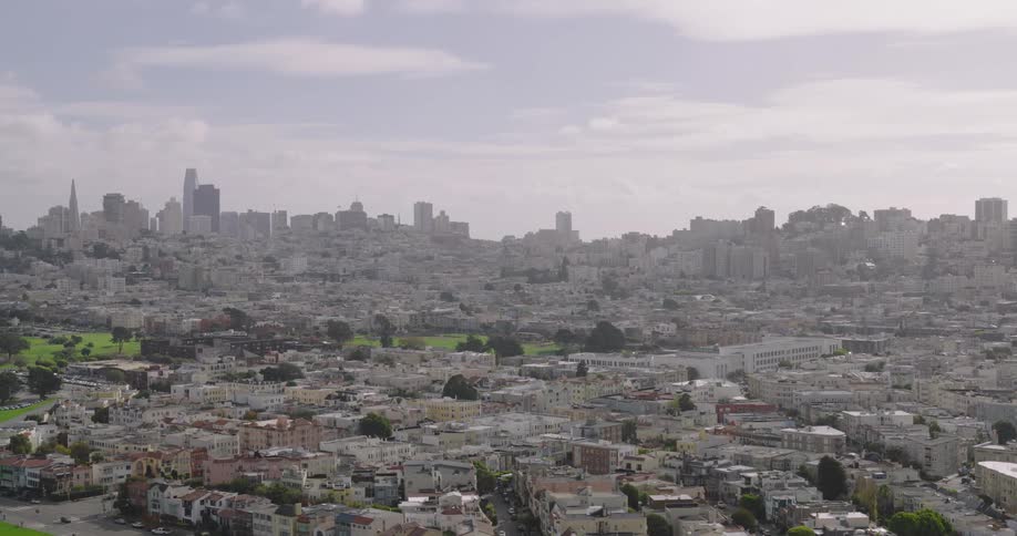Skyline of a residential neighborhood in the suburbs on a sunny day