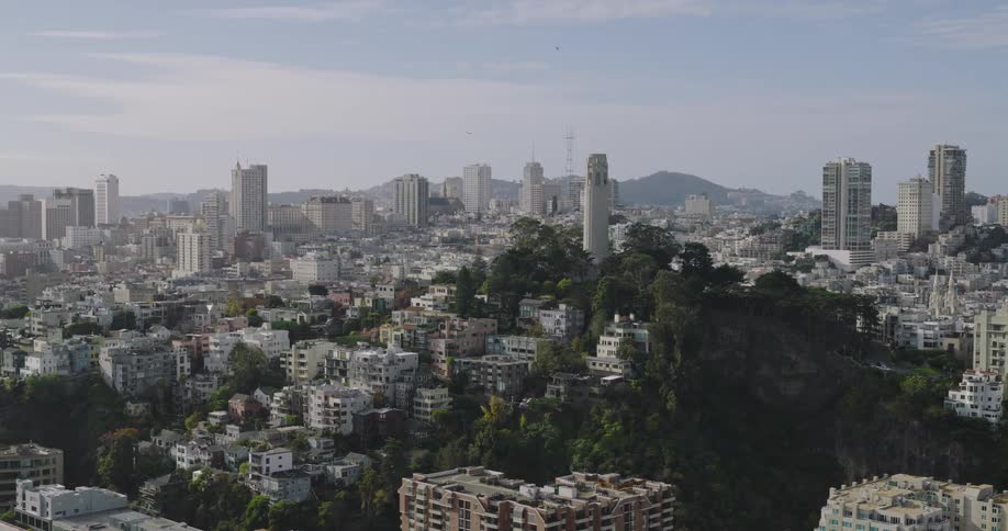 Aerial of a residential neighborhood in an urban city
