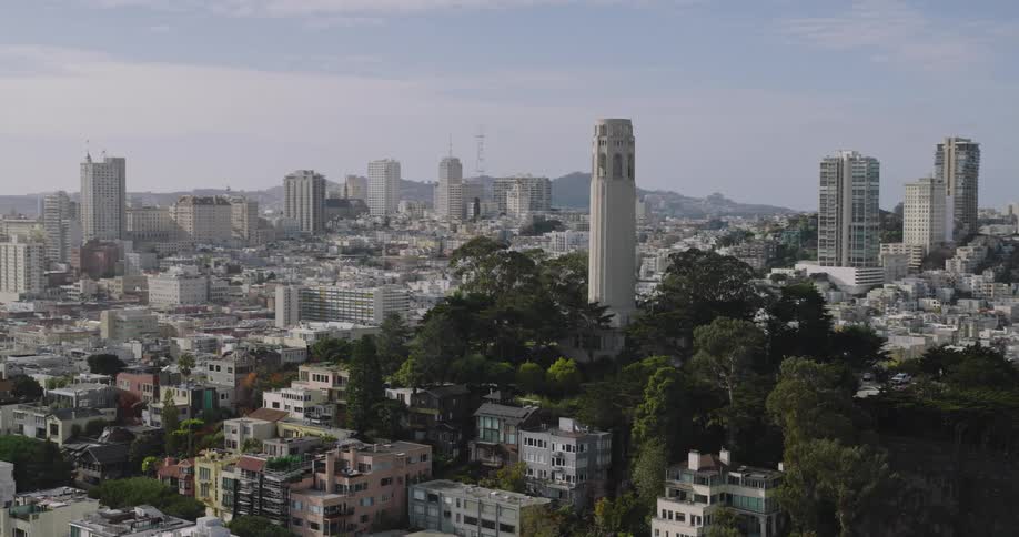 Aerial view of coit tower in san francisco