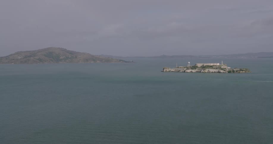Ocean water surrounds the tourist destination of alcatraz island