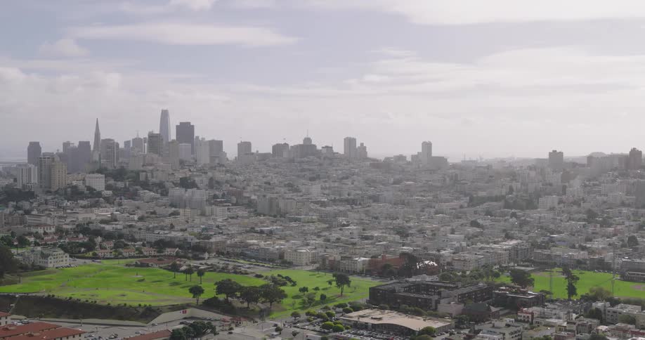 Aerial panorama of a metropolis with houses apartments and skyscrapers