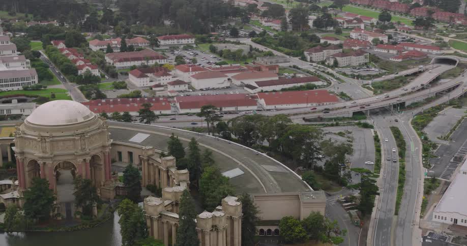 Traffic runs through the freeway in the city