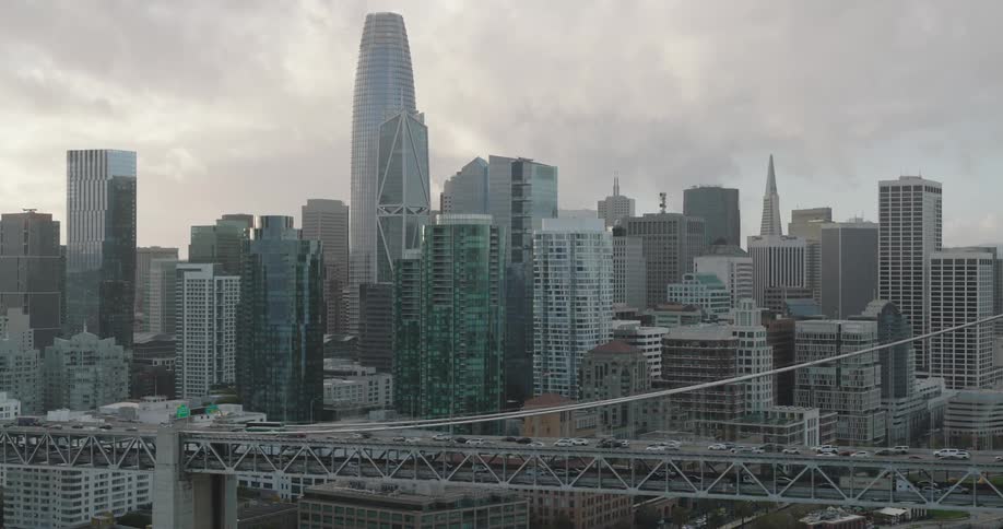 Aerial view of the san francisco oakland bay bridge