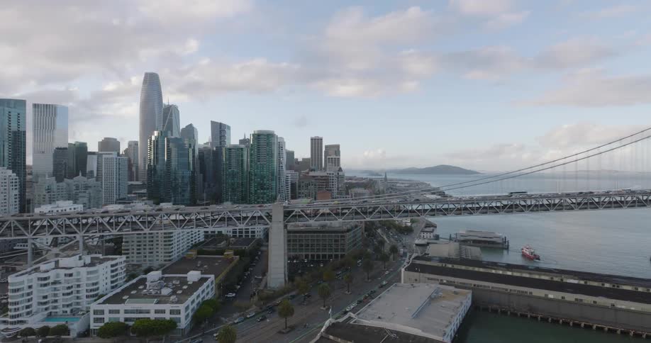 Aerial view of the san francisco oakland bay bridge
