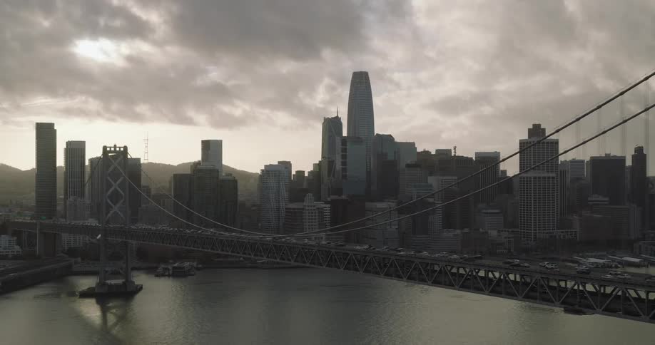 Aerial view of the san francisco oakland bay bridge