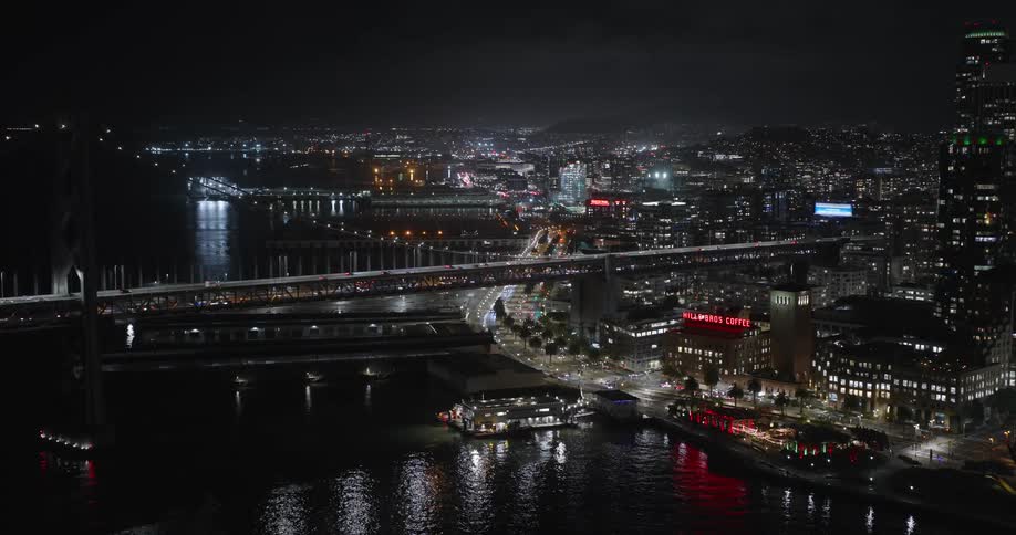 Heavy traffic runs over the bridge in the city