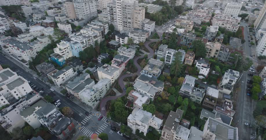 Aerial view of lombard street in san francisco