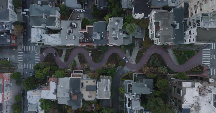 Aerial view of lombard street in san francisco