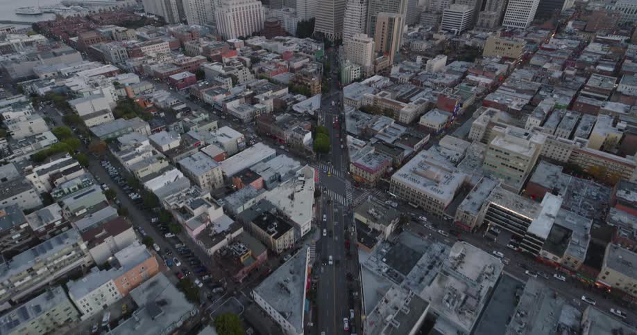 Aerial view of a large avenue in san francisco