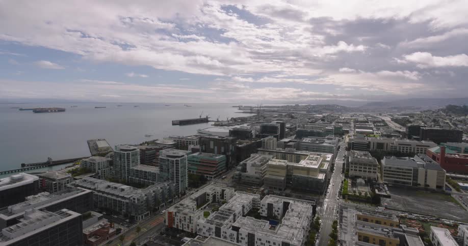 An aerial view of the city and its roofs