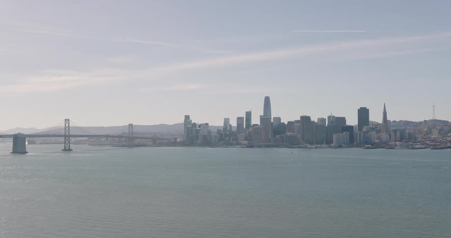 Aerial view of the san francisco oakland bay bridge